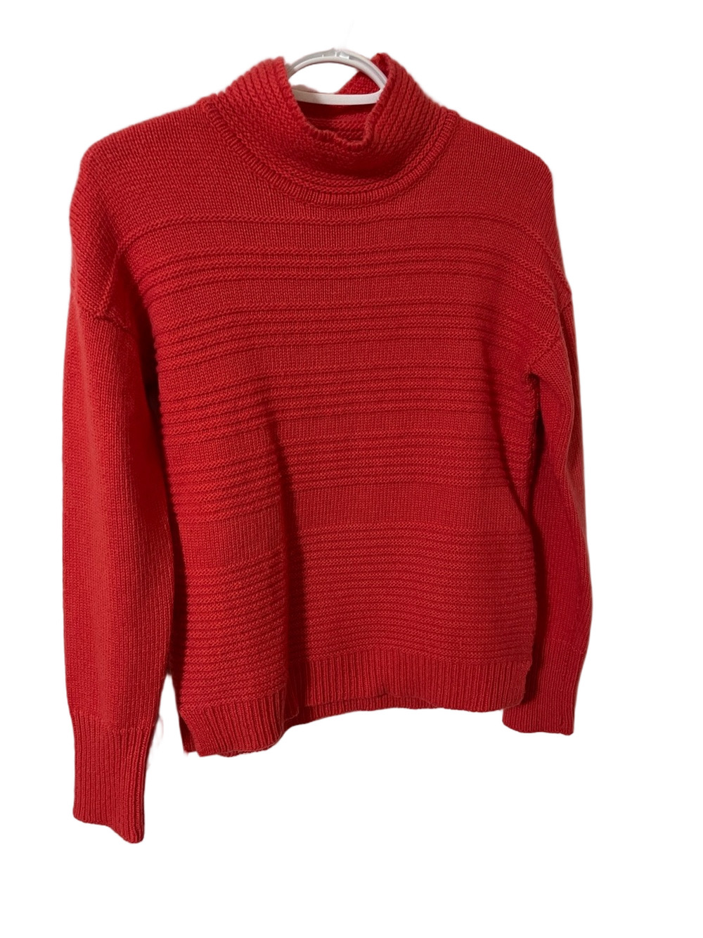 Nanette Lepore Coral Wool Blend Ribbed Mock Turtleneck Sweater Size XS